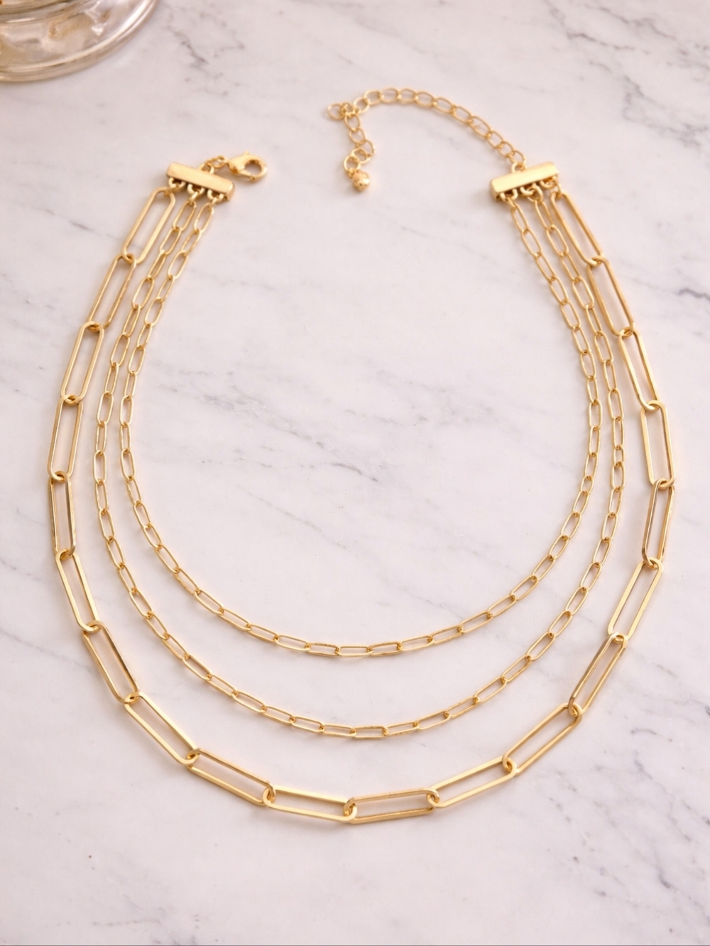 Boutique Layered Gold Paperclip Chain Necklace - Picture 2 of 3